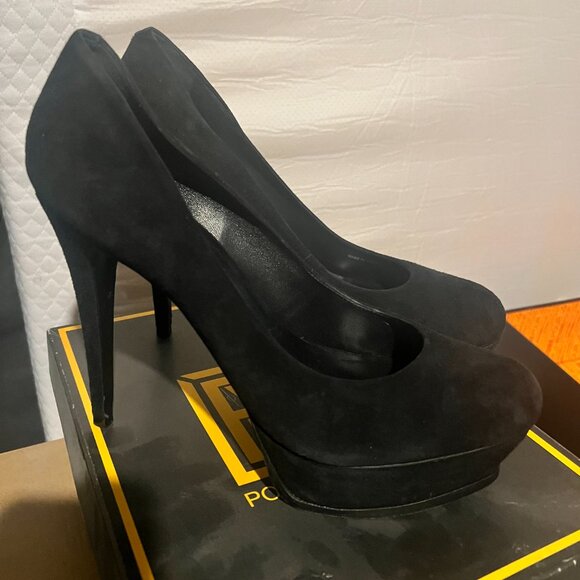 Pour La Victoire Black Suede Platform Pump - Picture 1 of 4
